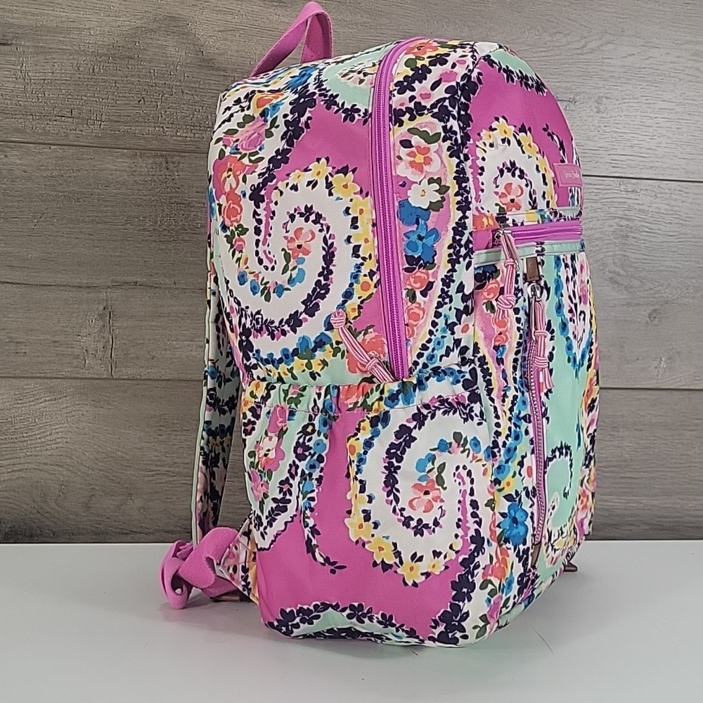 Vera Bradley Pink & Mint Floral Paisley Backpack - Picture 2 of 15